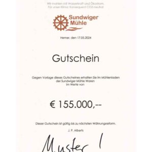 Gutschein für den Mühlenladen